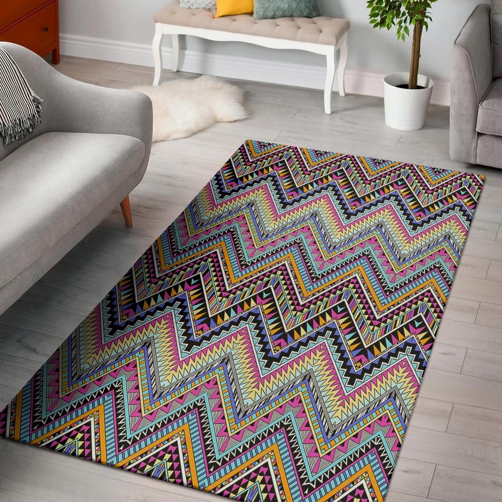 Multicolor Zigzag Indian Aztec Floor Mat-grizzshop
