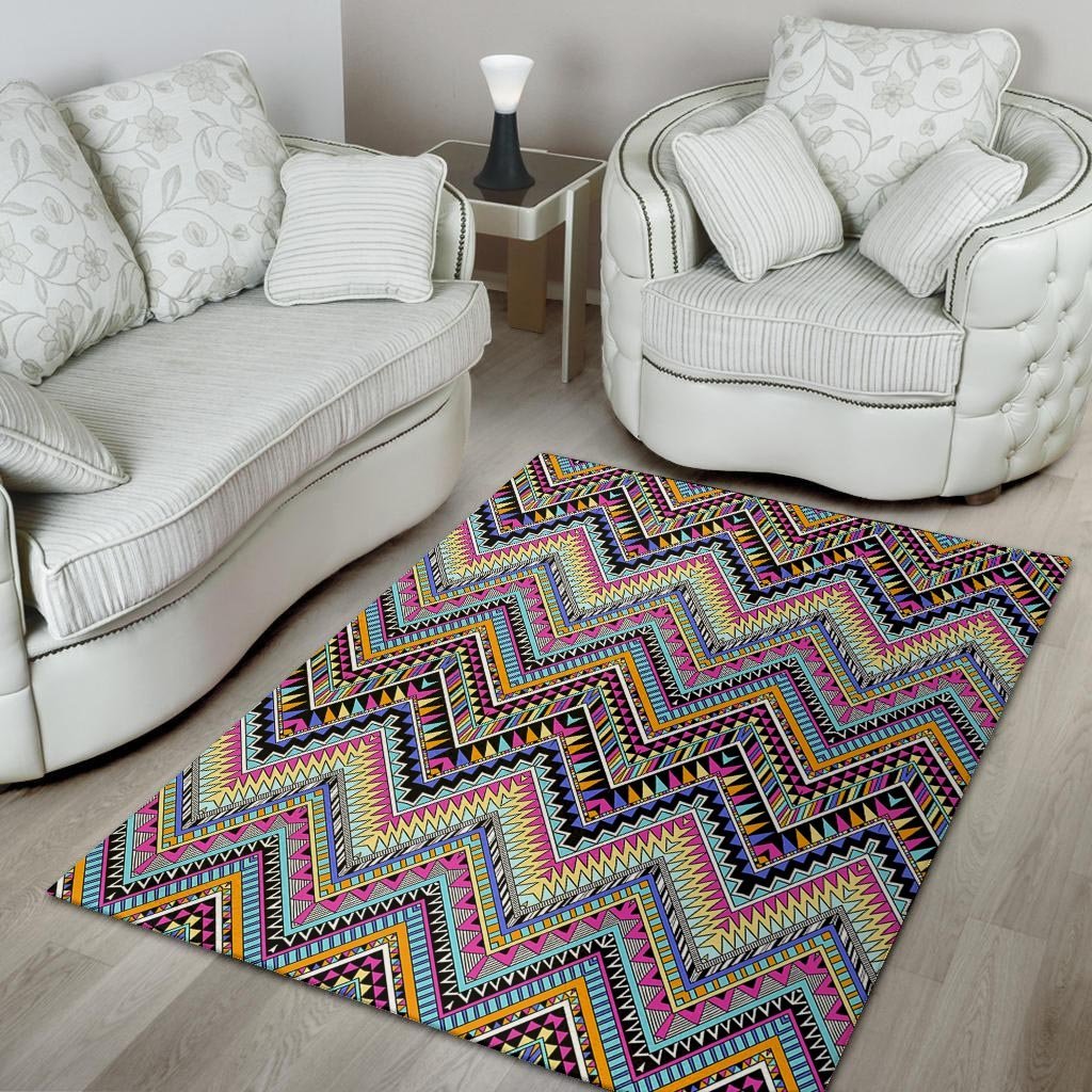 Multicolor Zigzag Indian Aztec Floor Mat-grizzshop