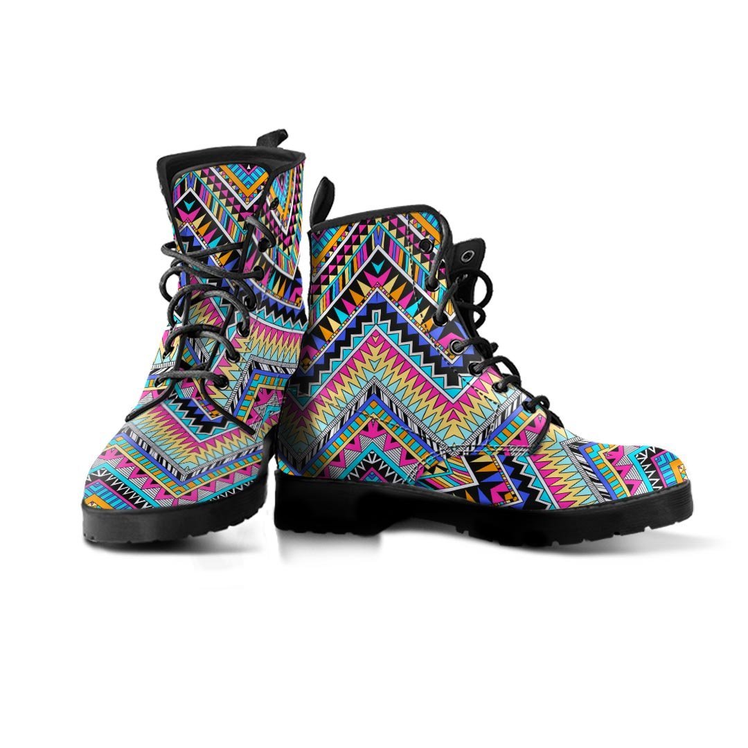 Multicolor Zigzag Indian Aztec Men's Boots-grizzshop