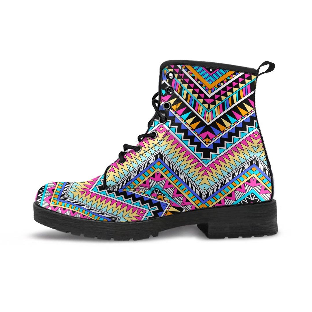 Multicolor Zigzag Indian Aztec Men's Boots-grizzshop