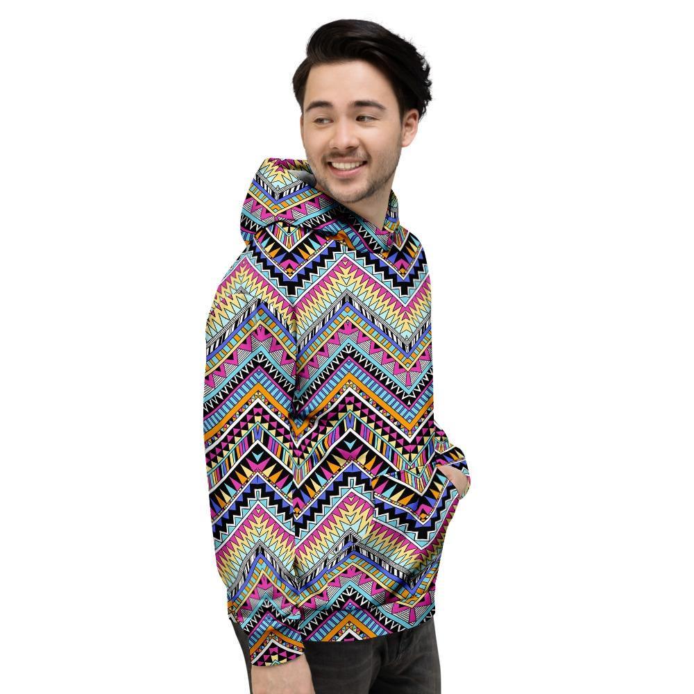 Multicolor Zigzag Indian Aztec Men's Hoodie-grizzshop
