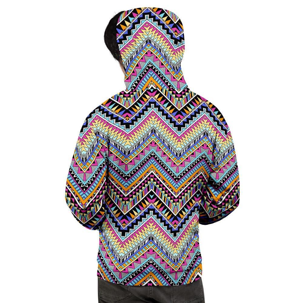 Multicolor Zigzag Indian Aztec Men's Hoodie-grizzshop