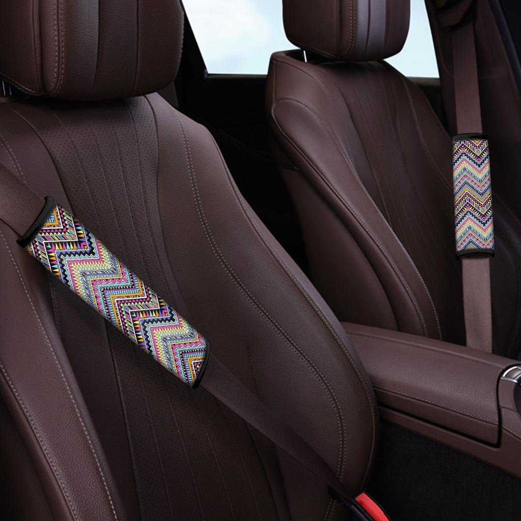 Multicolor Zigzag Indian Aztec Seat Belt Cover-grizzshop