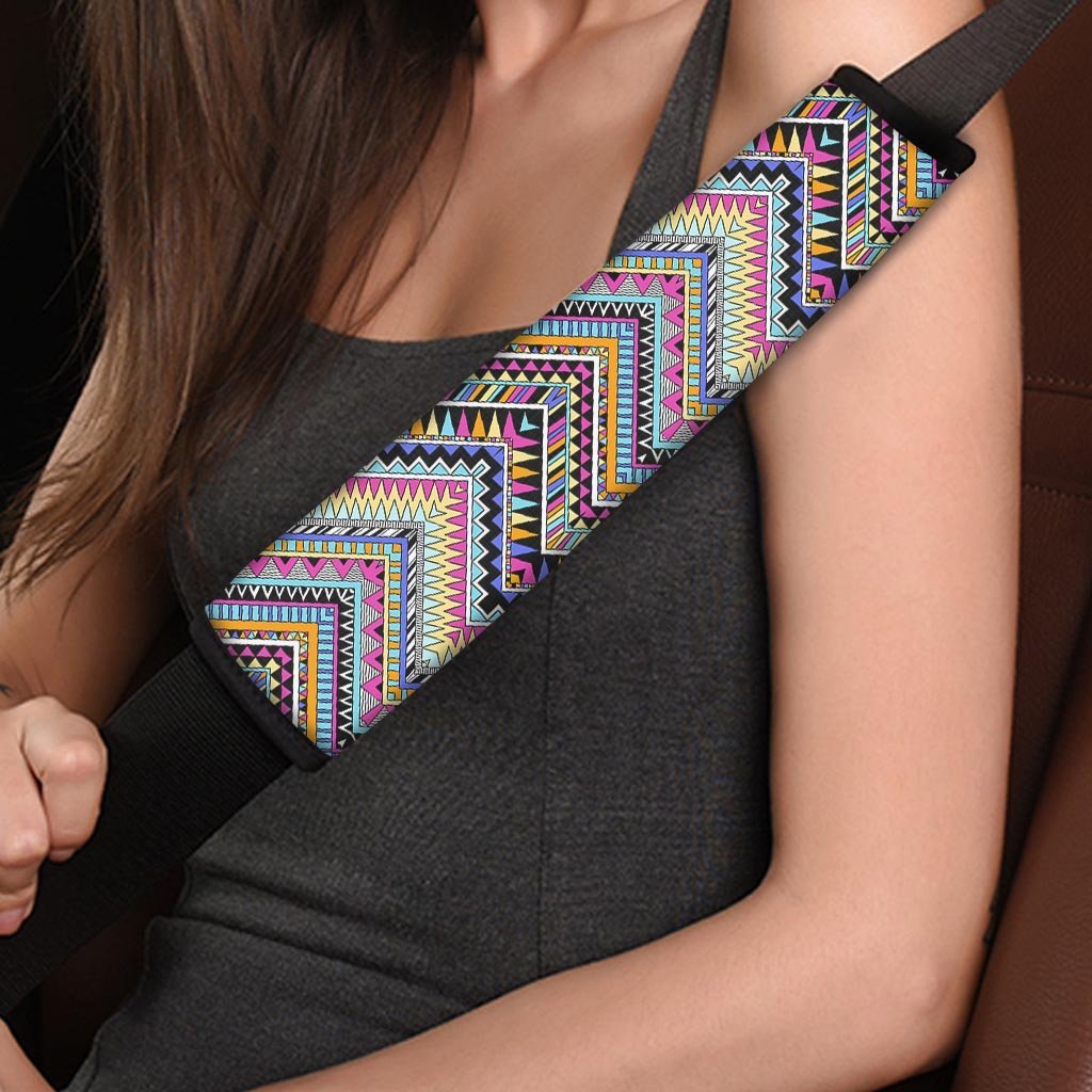 Multicolor Zigzag Indian Aztec Seat Belt Cover-grizzshop