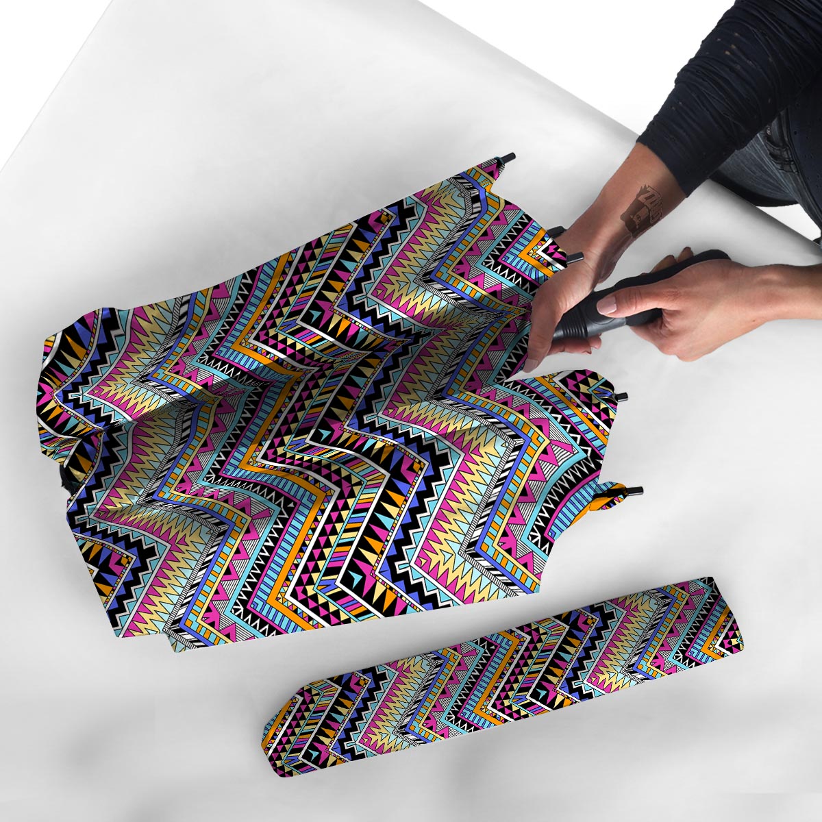 Multicolor Zigzag Indian Aztec Umbrella-grizzshop