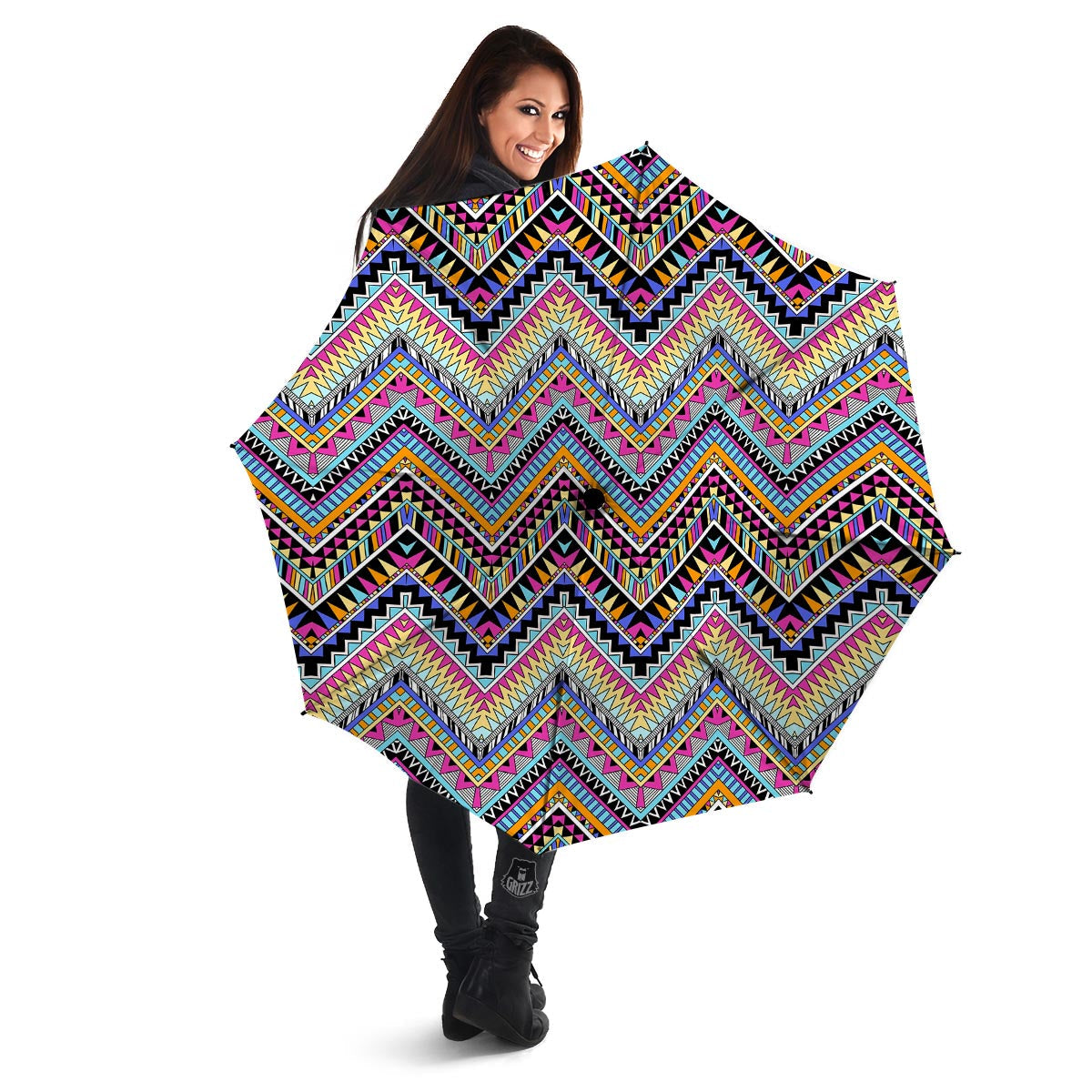 Multicolor Zigzag Indian Aztec Umbrella-grizzshop