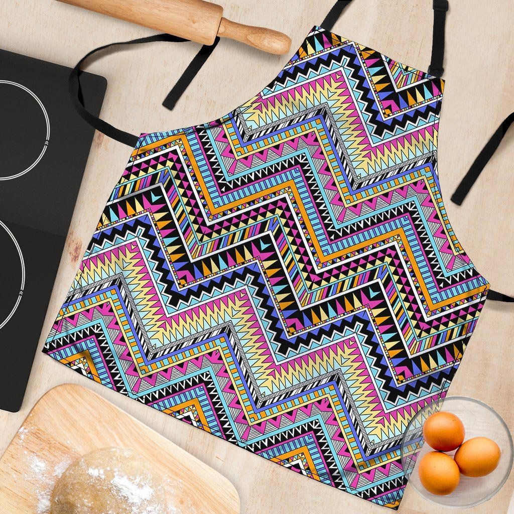 Multicolor Zigzag Indian Aztec Women's Apron-grizzshop