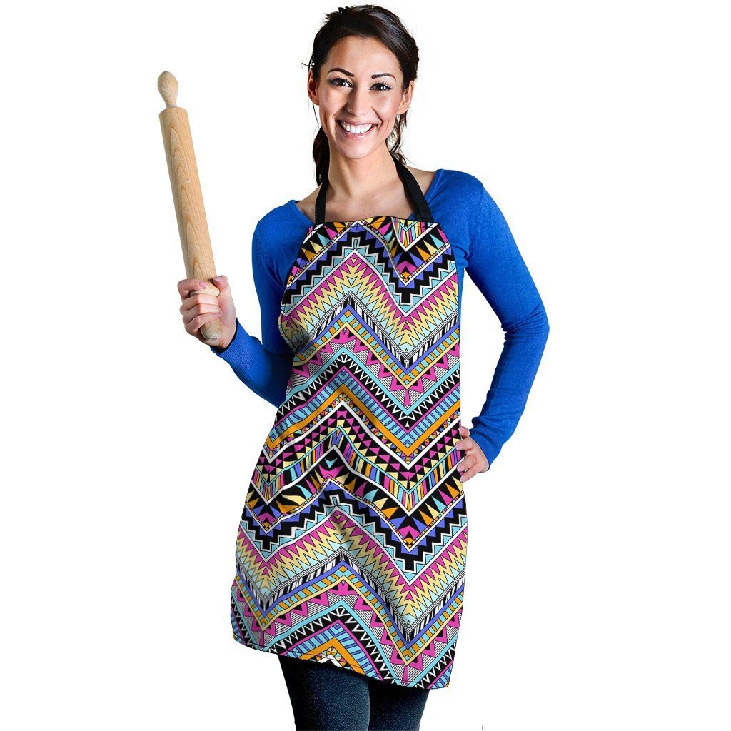 Multicolor Zigzag Indian Aztec Women's Apron-grizzshop