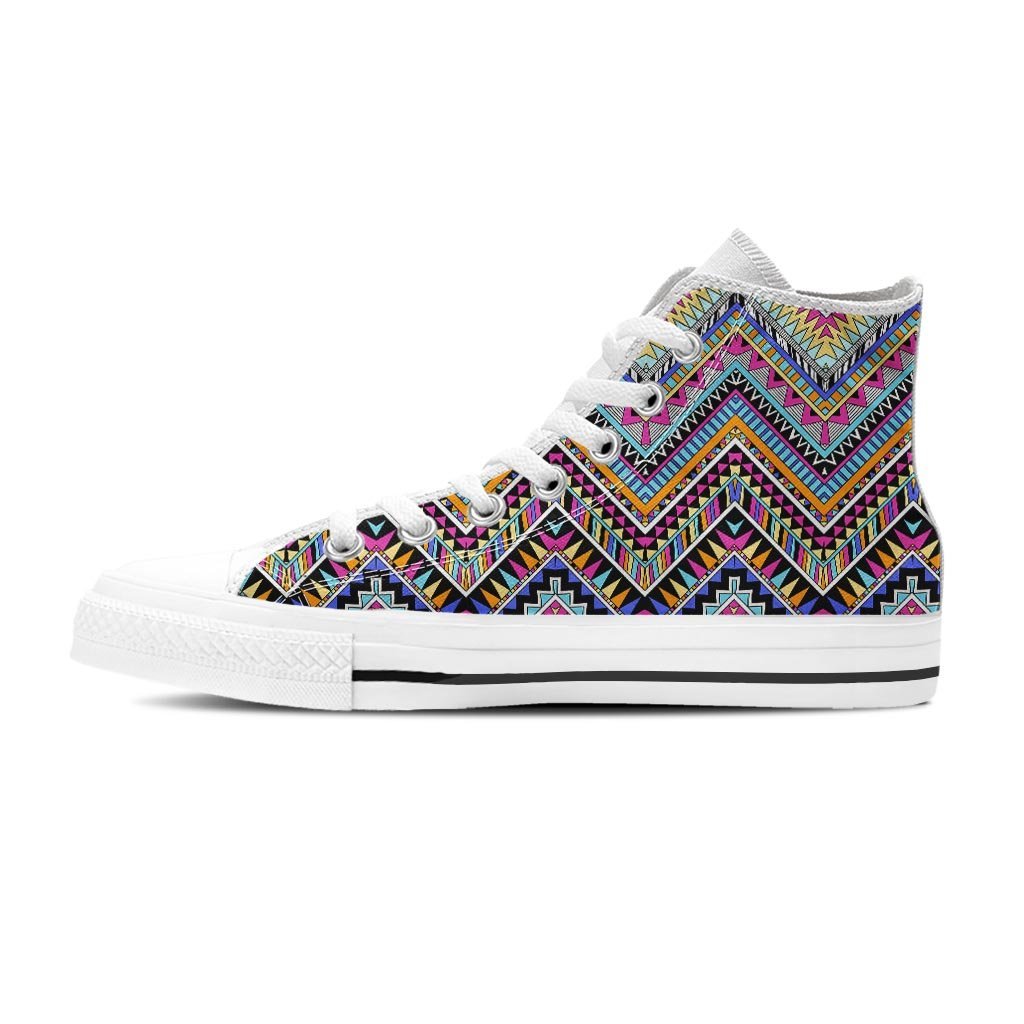 Multicolor Zigzag Indian Aztec Women's High Top Shoes-grizzshop
