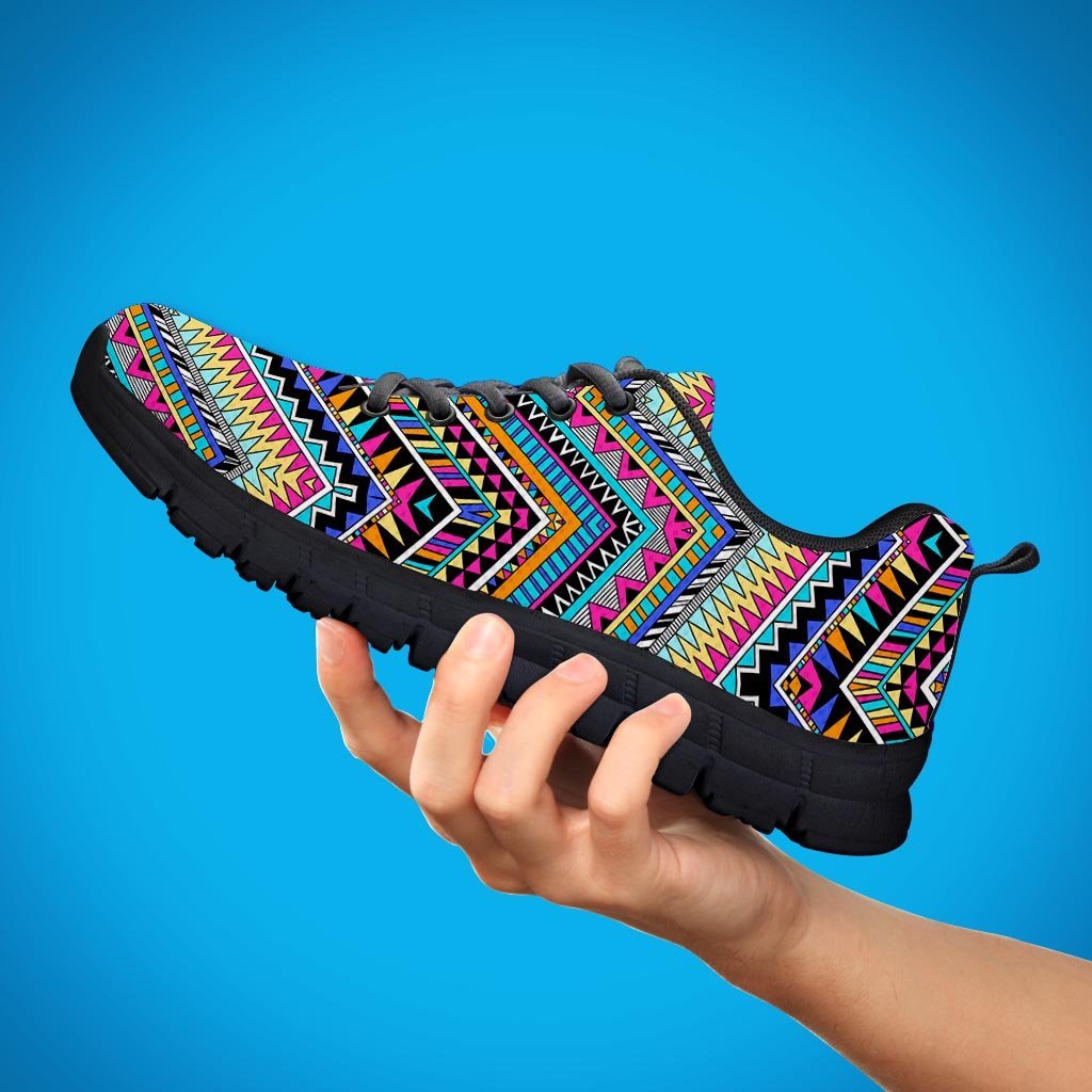 Multicolor Zigzag Indian Aztec Women's Sneakers-grizzshop