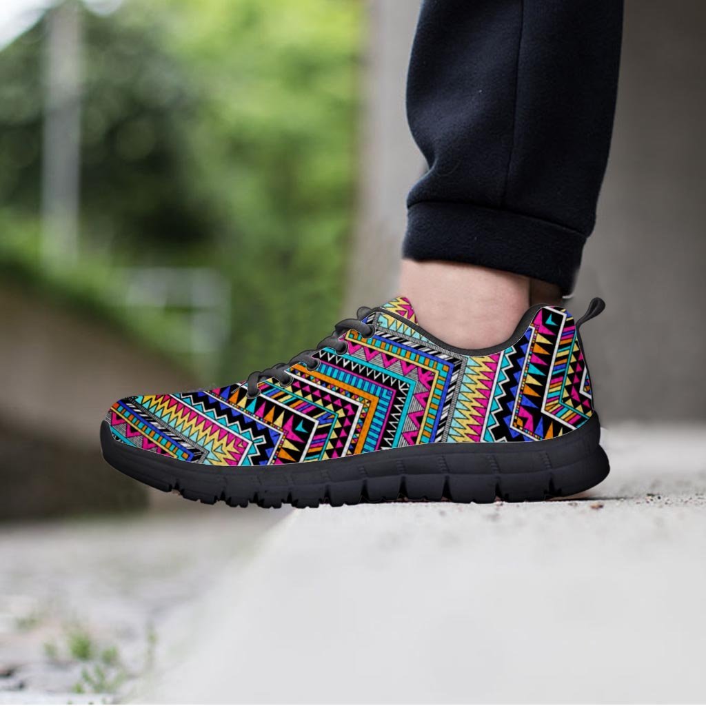 Multicolor Zigzag Indian Aztec Women's Sneakers-grizzshop