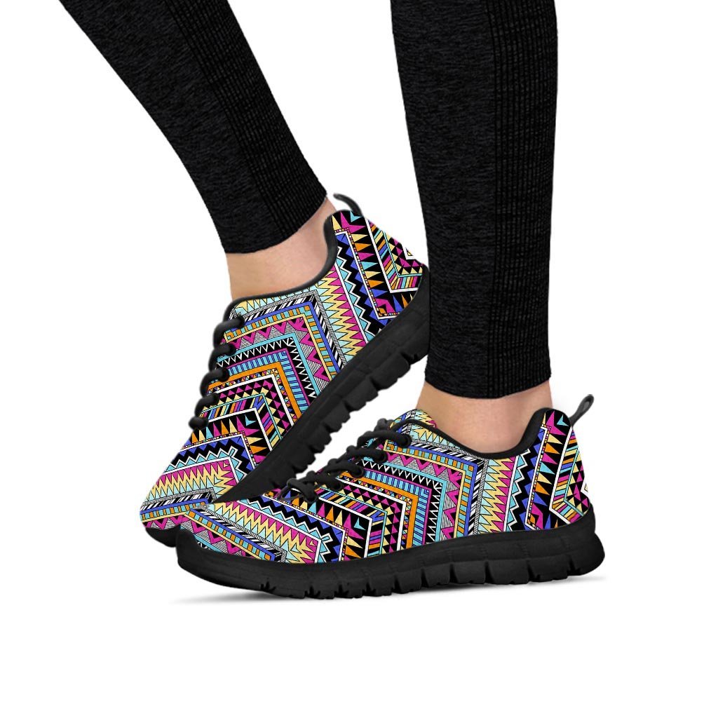Multicolor Zigzag Indian Aztec Women's Sneakers-grizzshop