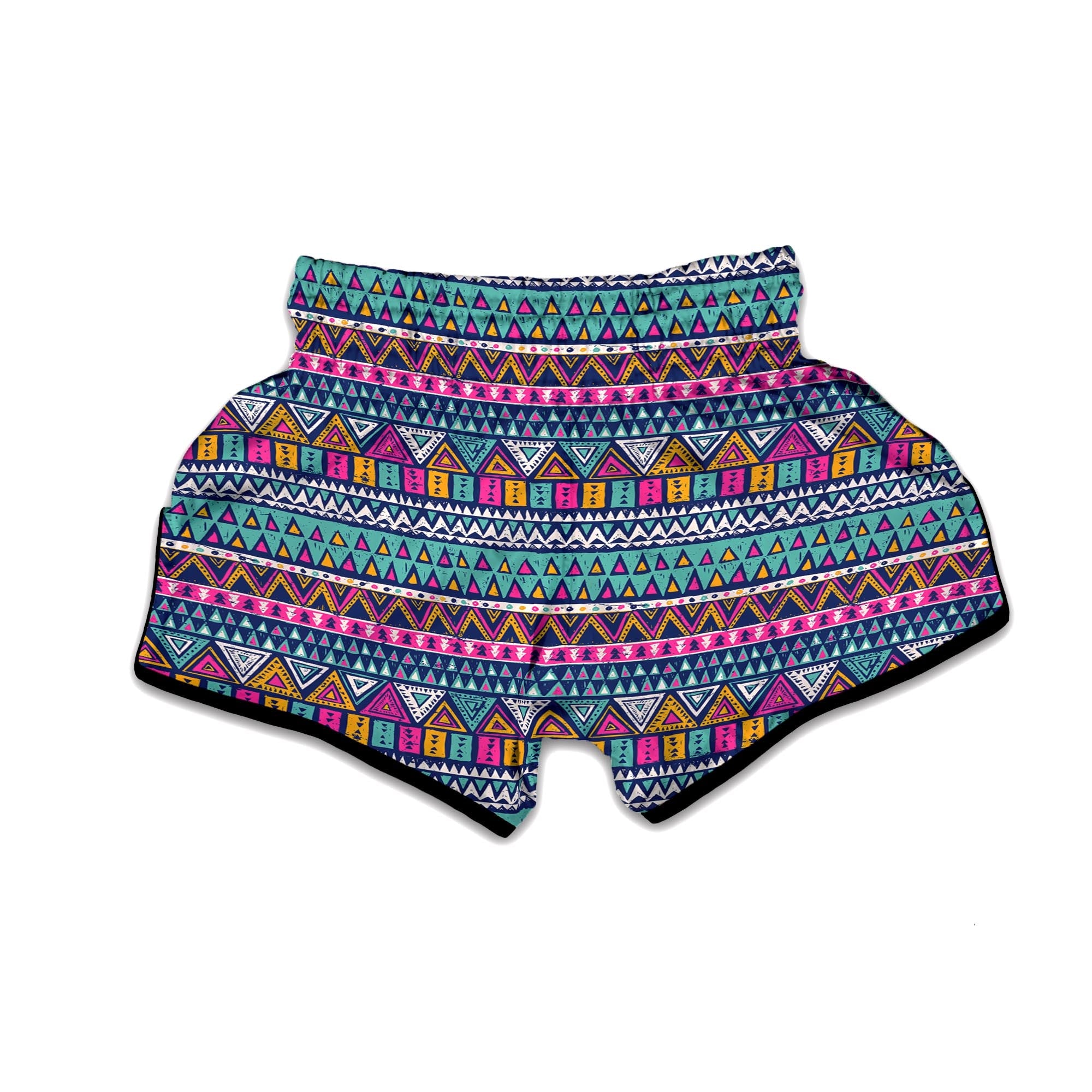 Multicolor Native Aztec Trippy Striped Muay Thai Boxing Shorts-grizzshop