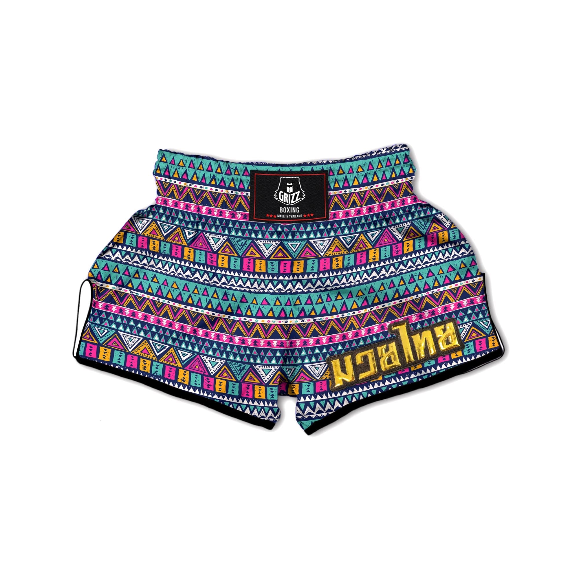 Multicolor Native Aztec Trippy Striped Muay Thai Boxing Shorts-grizzshop