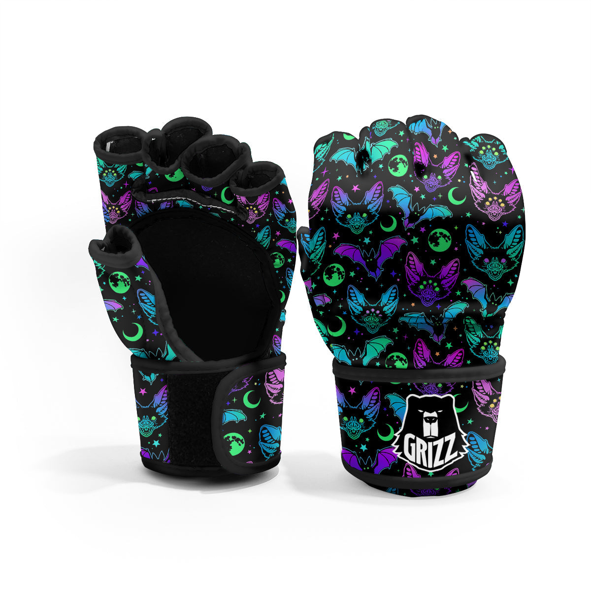 Multicolored Bats Print Pattern MMA Gloves-grizzshop