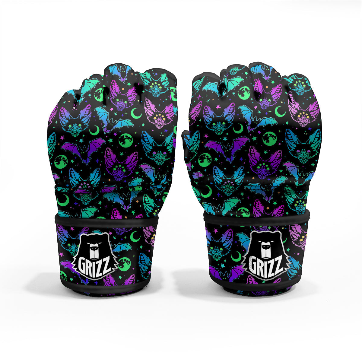 Multicolored Bats Print Pattern MMA Gloves-grizzshop