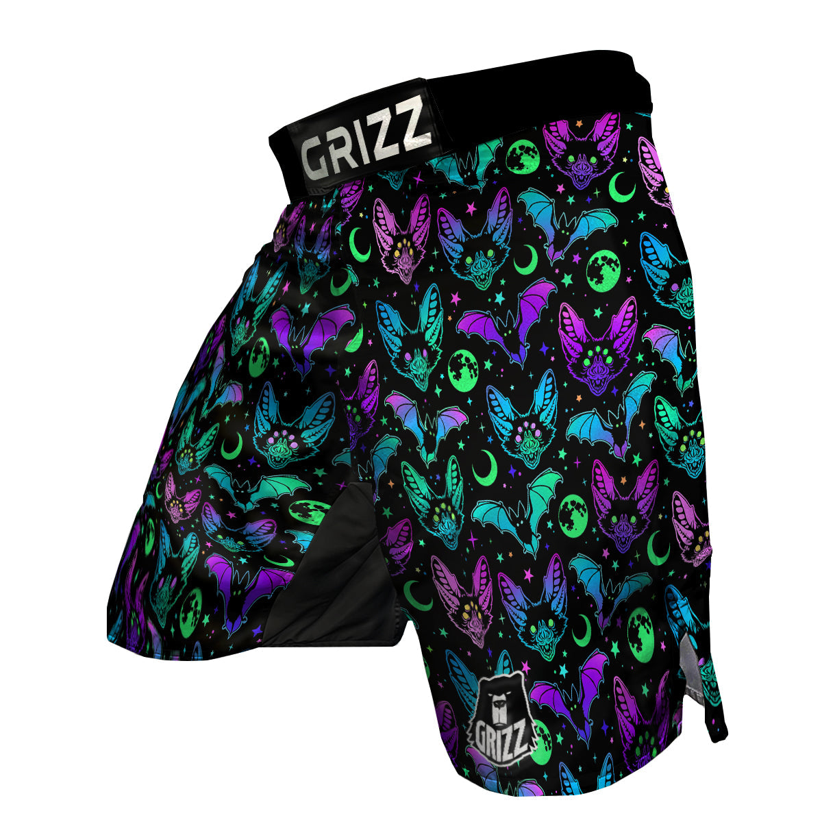 Multicolored Bats Print Pattern MMA Shorts-grizzshop
