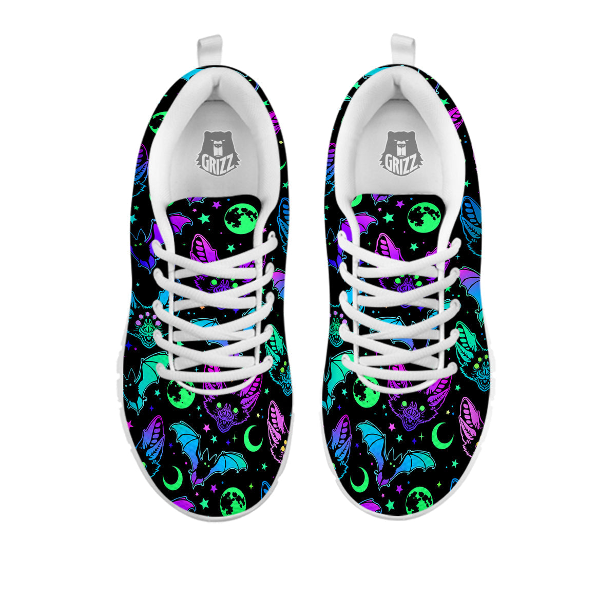 Multicolored Bats Print Pattern White Sneaker-grizzshop