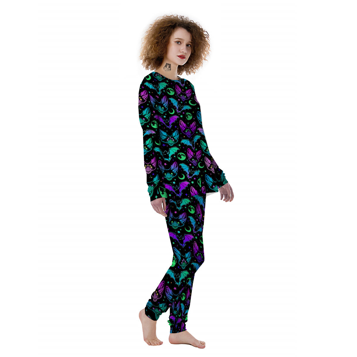 Multicolored Bats Print Pattern Women's Pajamas-grizzshop