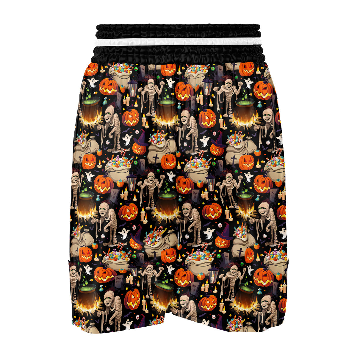 Mummy And Pumpkins Halloween Print Pattern Boxing Shorts-grizzshop