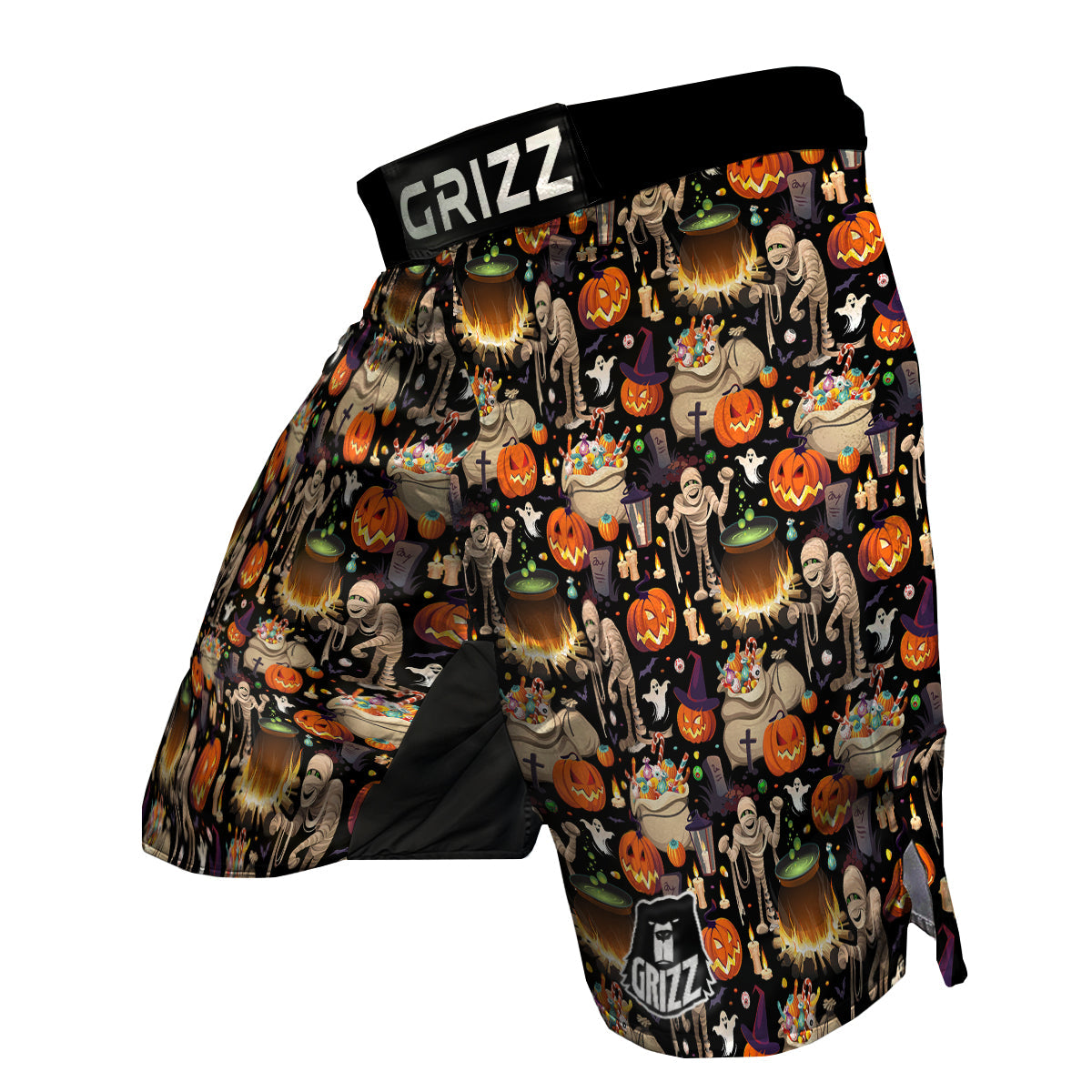 Mummy And Pumpkins Halloween Print Pattern MMA Shorts-grizzshop