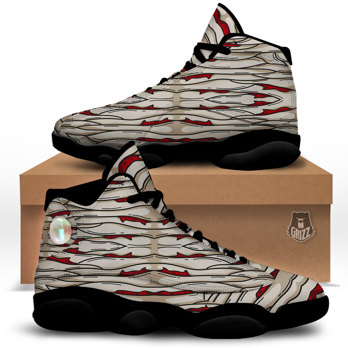 Mummy Bandage Print Pattern Black Basketball Shoes-grizzshop