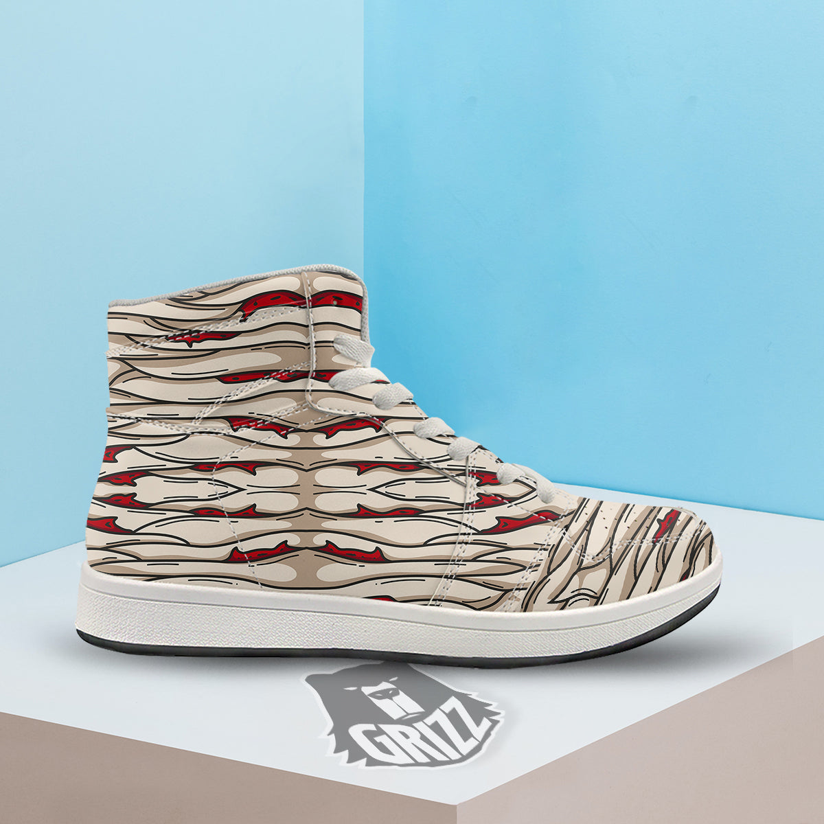 Mummy Bandage Print Pattern High Top Sneakers-grizzshop