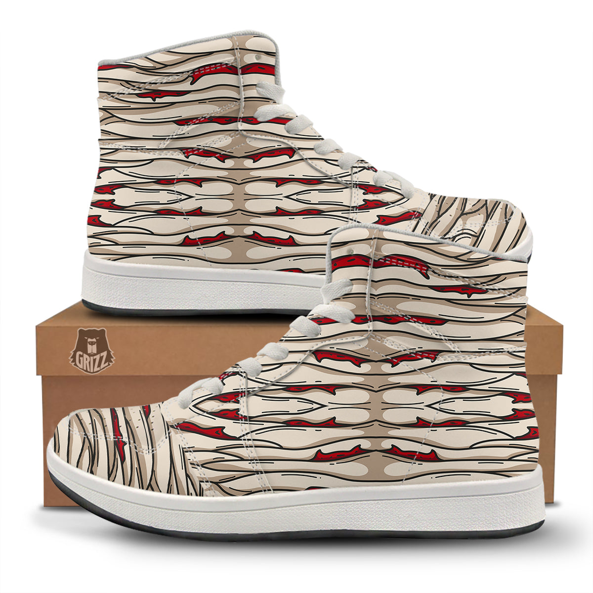 Mummy Bandage Print Pattern High Top Sneakers-grizzshop