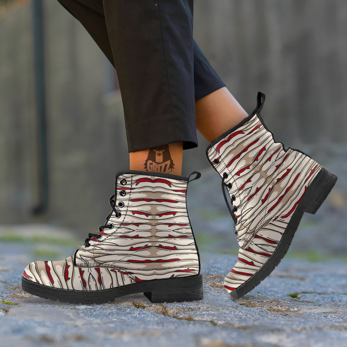 Mummy Bandage Print Pattern Leather Boots-grizzshop