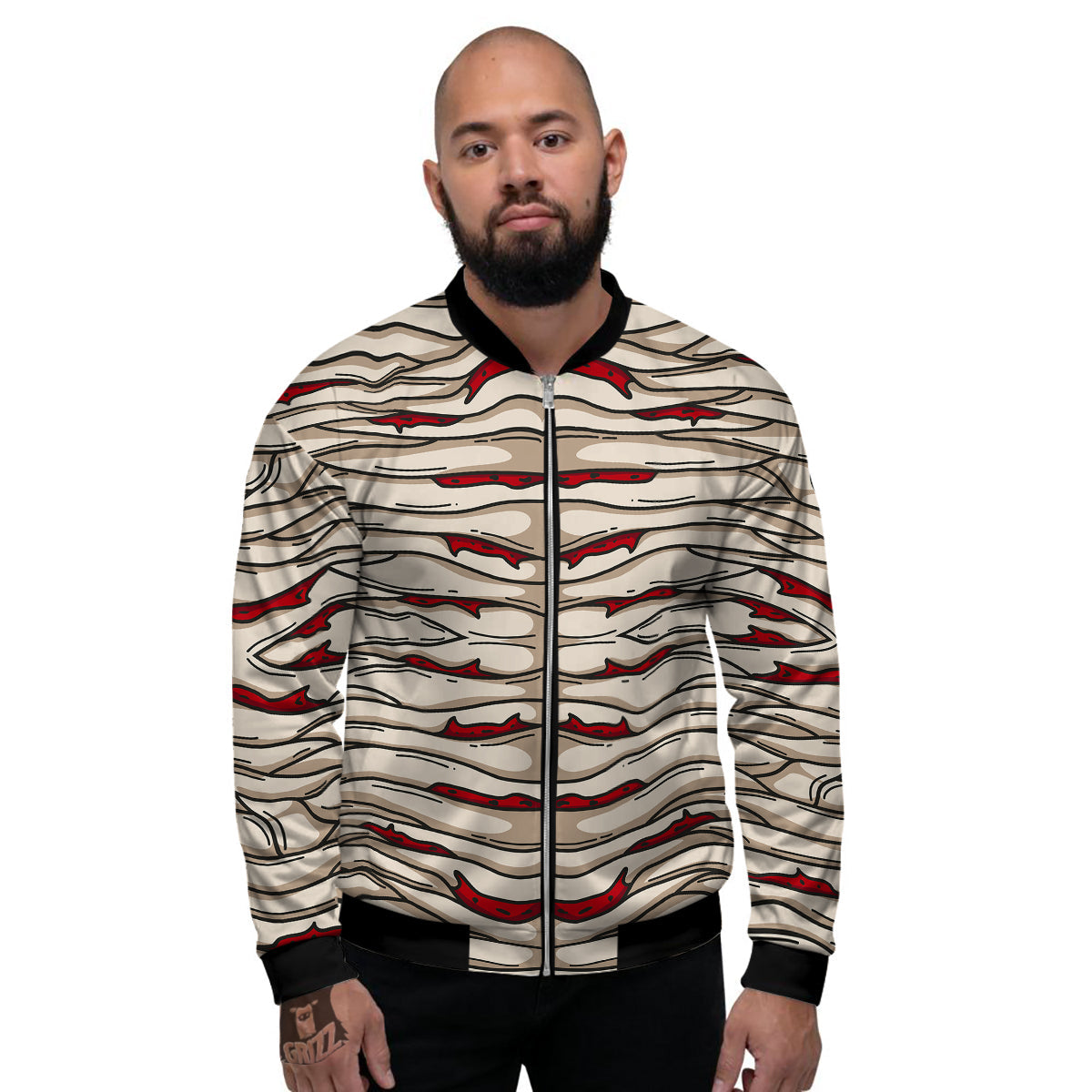 Mummy Bandage Print Pattern Men's Bomber Jacket-grizzshop