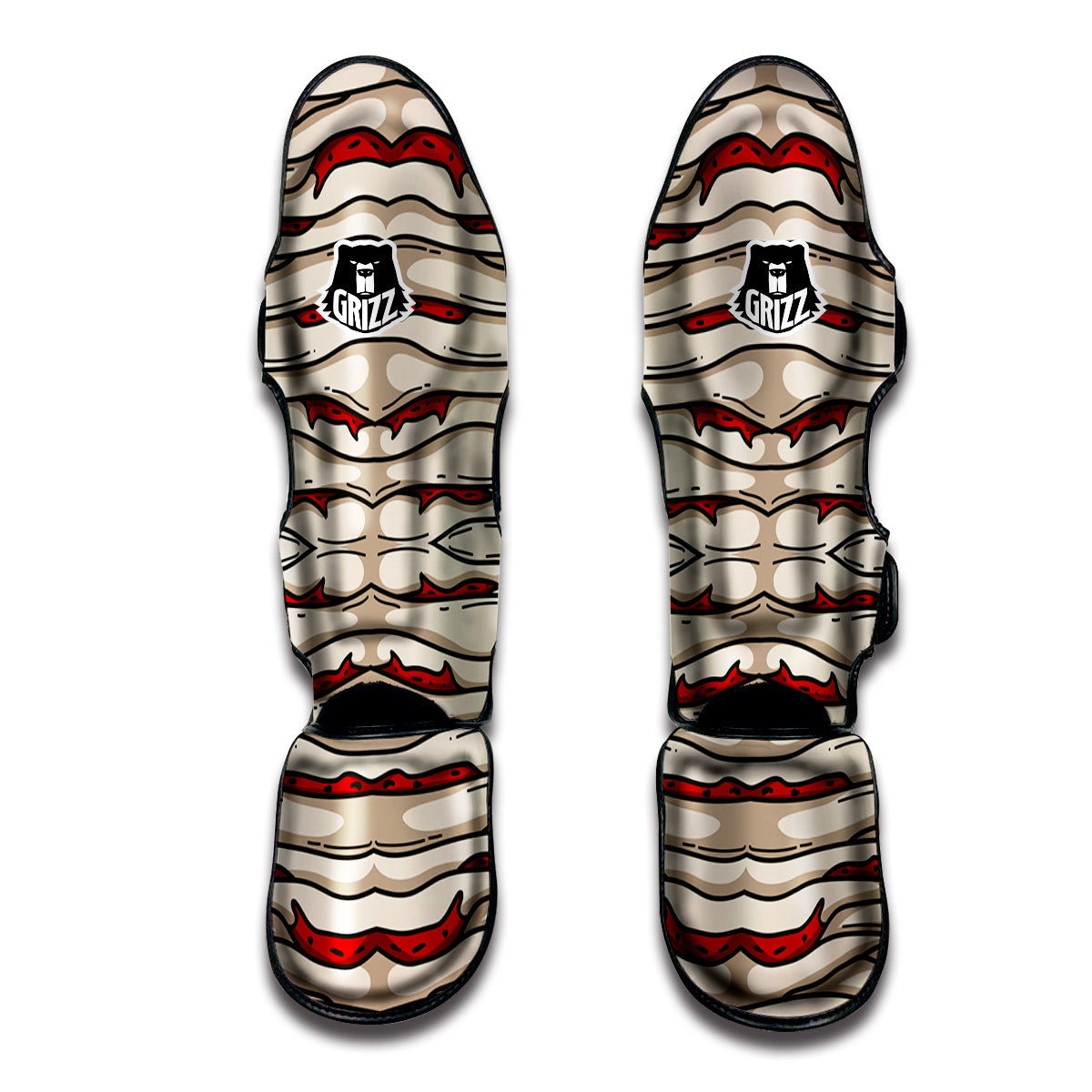 Mummy Bandage Print Pattern Muay Thai Shin Guards-grizzshop