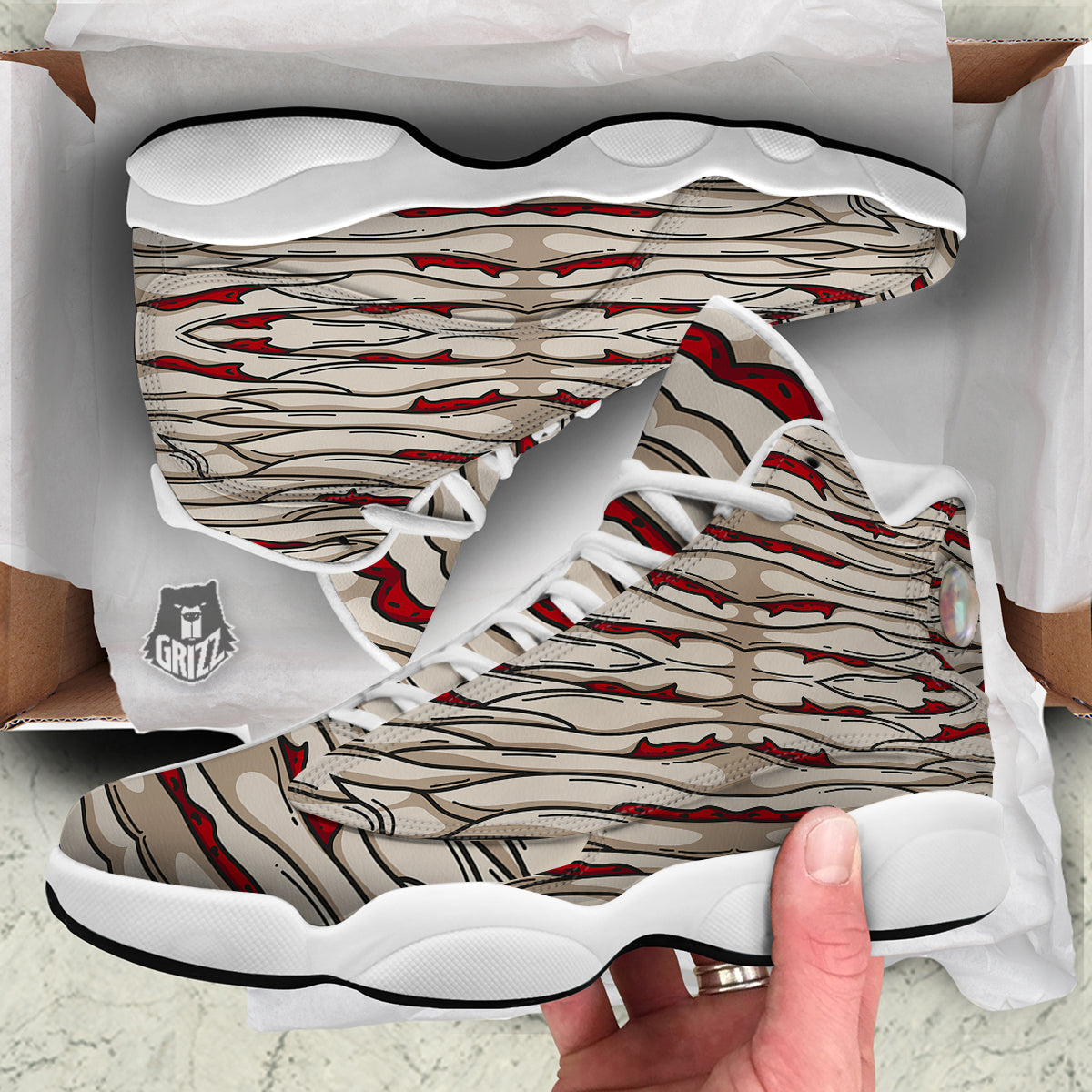 Mummy Bandage Print Pattern White Basketball Shoes-grizzshop