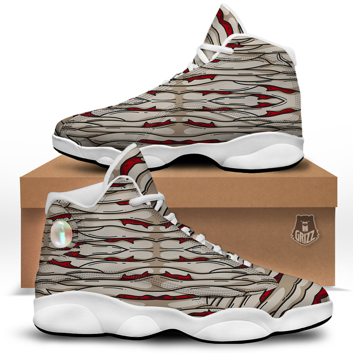 Mummy Bandage Print Pattern White Basketball Shoes-grizzshop