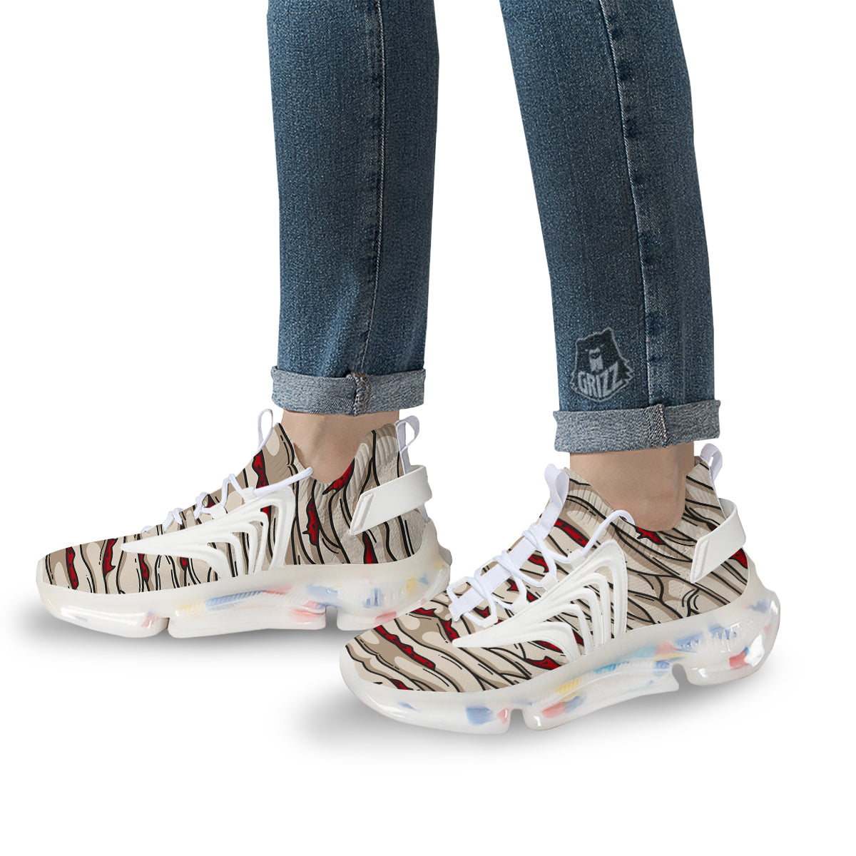 Mummy Bandage Print Pattern White Gym Shoes-grizzshop