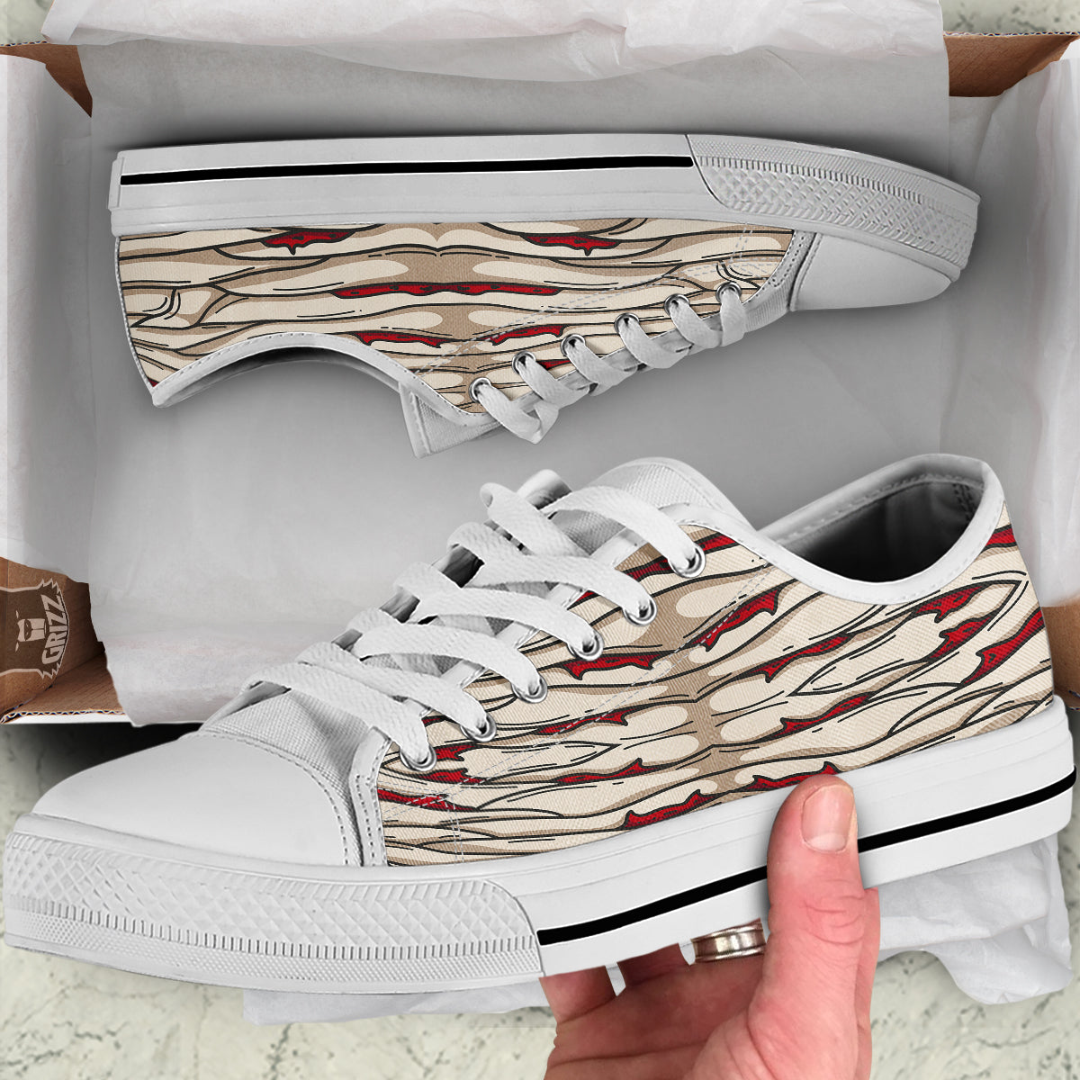 Mummy Bandage Print Pattern White Low Top Shoes-grizzshop