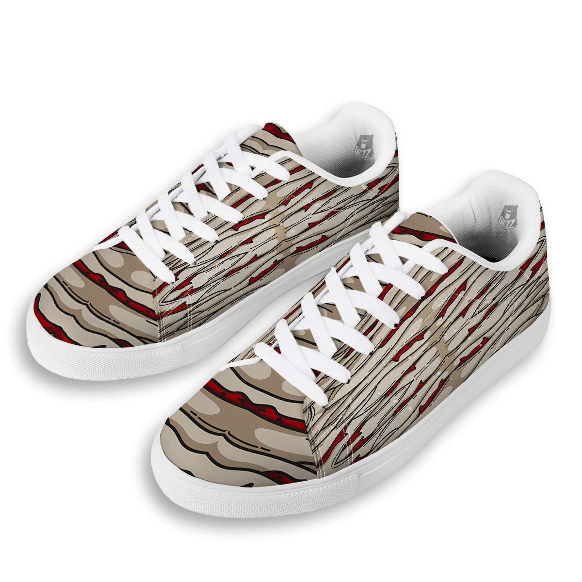 Mummy Bandage Print Pattern White Low Top Sneakers-grizzshop