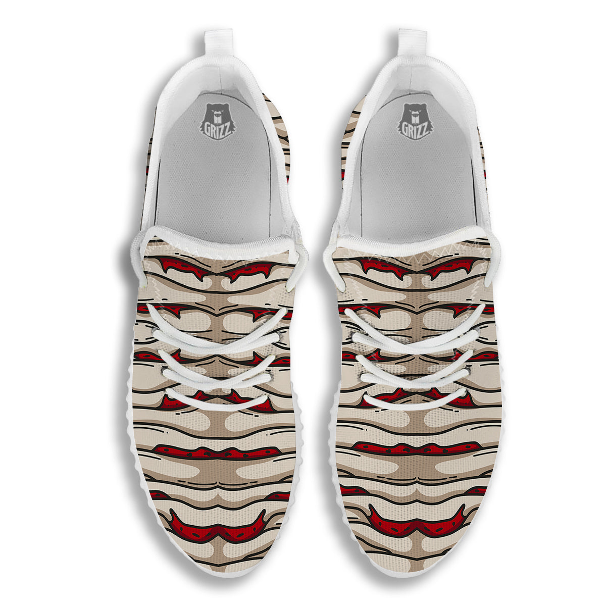 Mummy Bandage Print Pattern White Walking Shoes-grizzshop