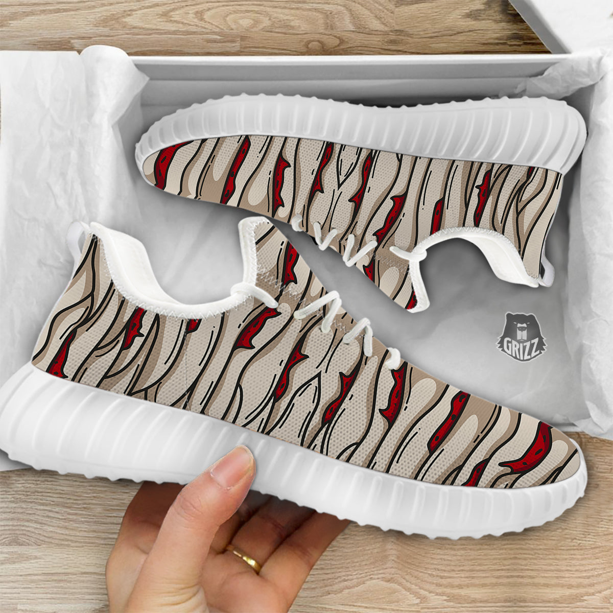 Mummy Bandage Print Pattern White Walking Shoes-grizzshop