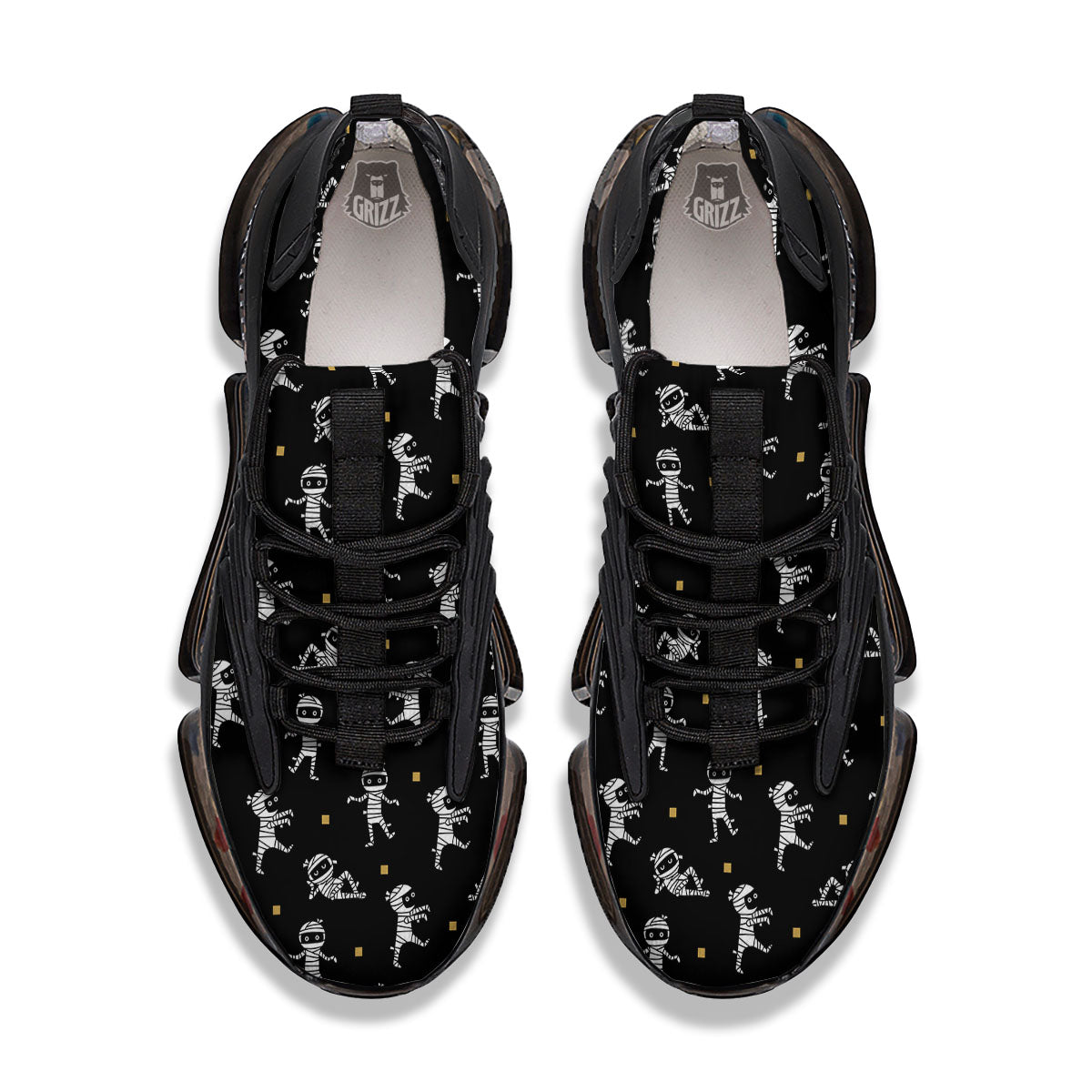 Mummy Cartoon Print Pattern Black Gym Shoes-grizzshop
