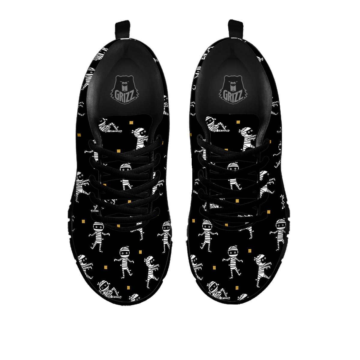 Mummy Cartoon Print Pattern Black Sneaker-grizzshop