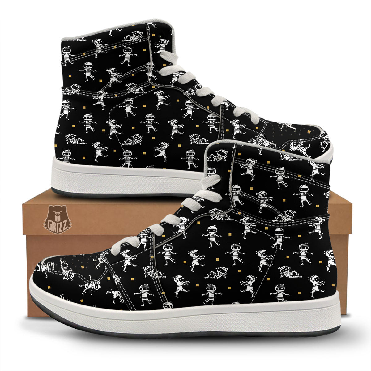 Mummy Cartoon Print Pattern High Top Sneakers-grizzshop