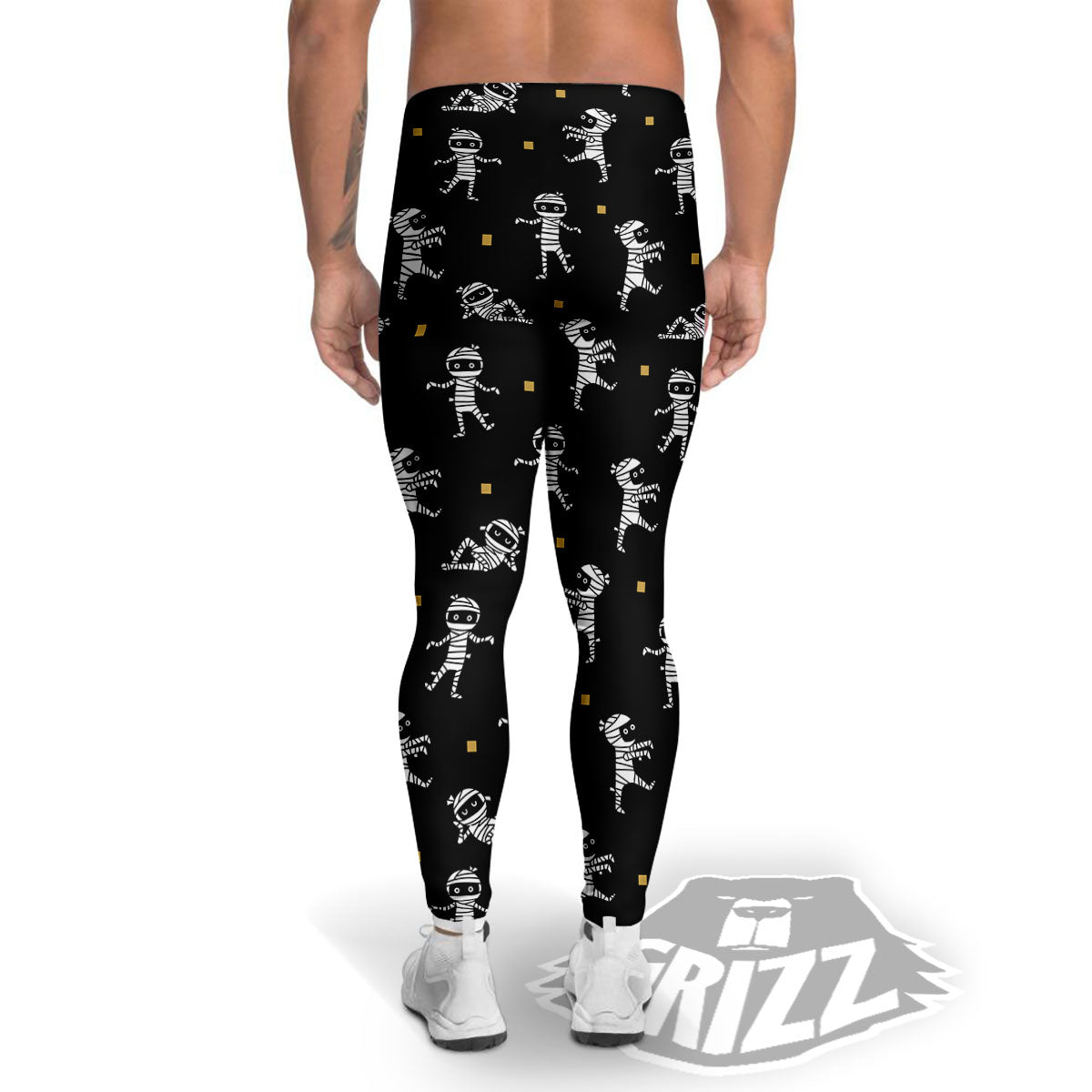 Mummy Cartoon Print Pattern Men's Leggings-grizzshop