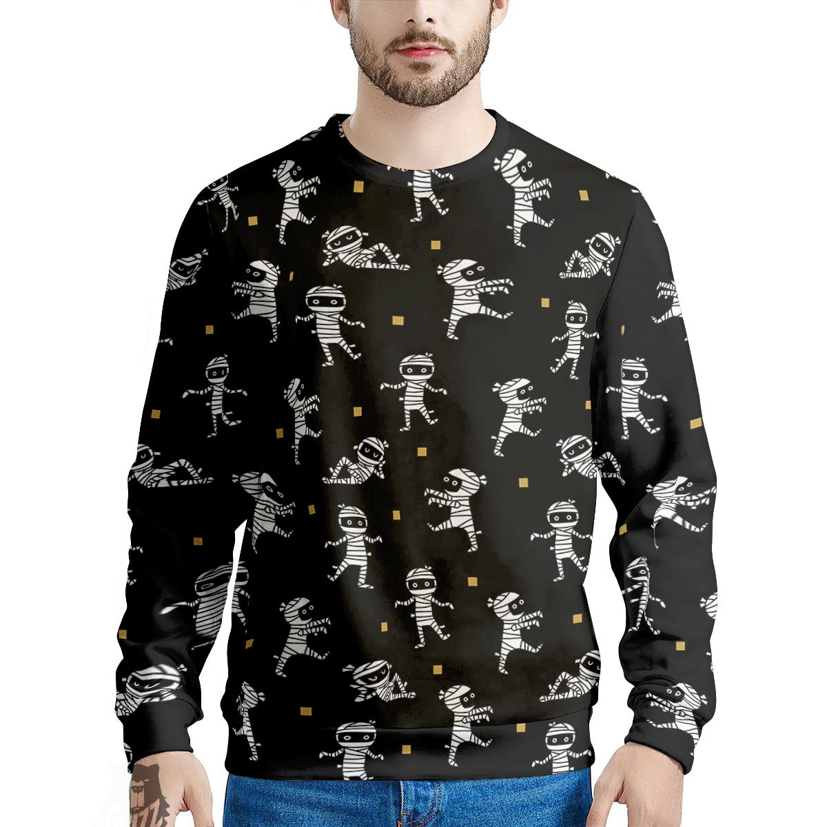 Mummy Cartoon Print Pattern Men's Sweatshirt-grizzshop