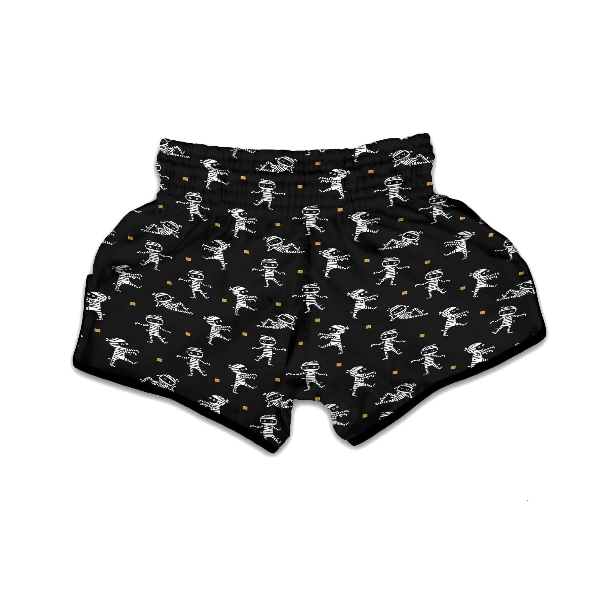 Mummy Cartoon Print Pattern Muay Thai Boxing Shorts-grizzshop