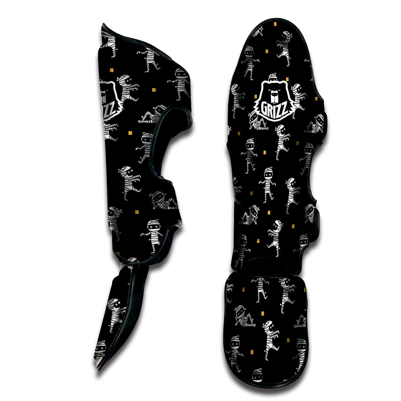Mummy Cartoon Print Pattern Muay Thai Shin Guards-grizzshop