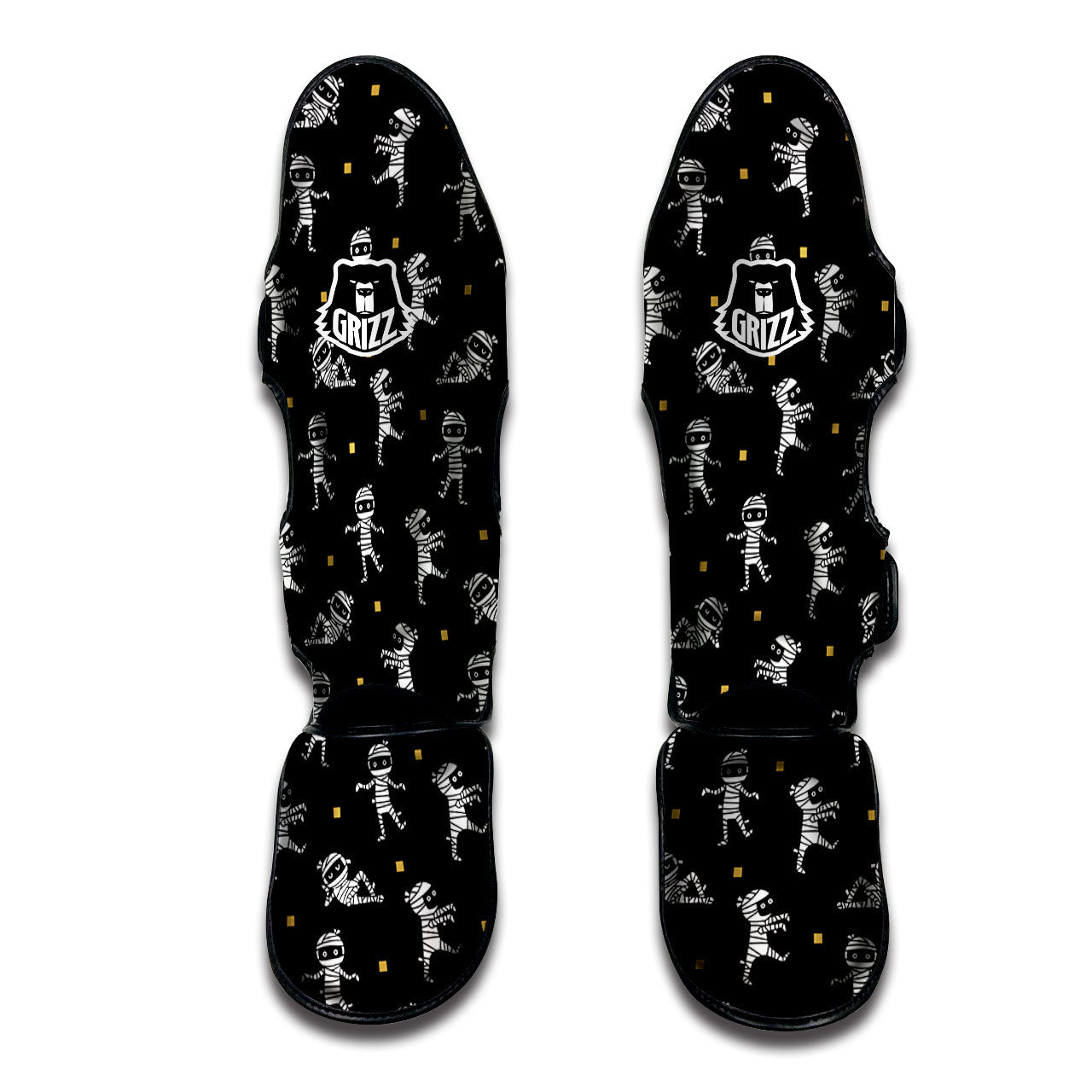 Mummy Cartoon Print Pattern Muay Thai Shin Guards-grizzshop