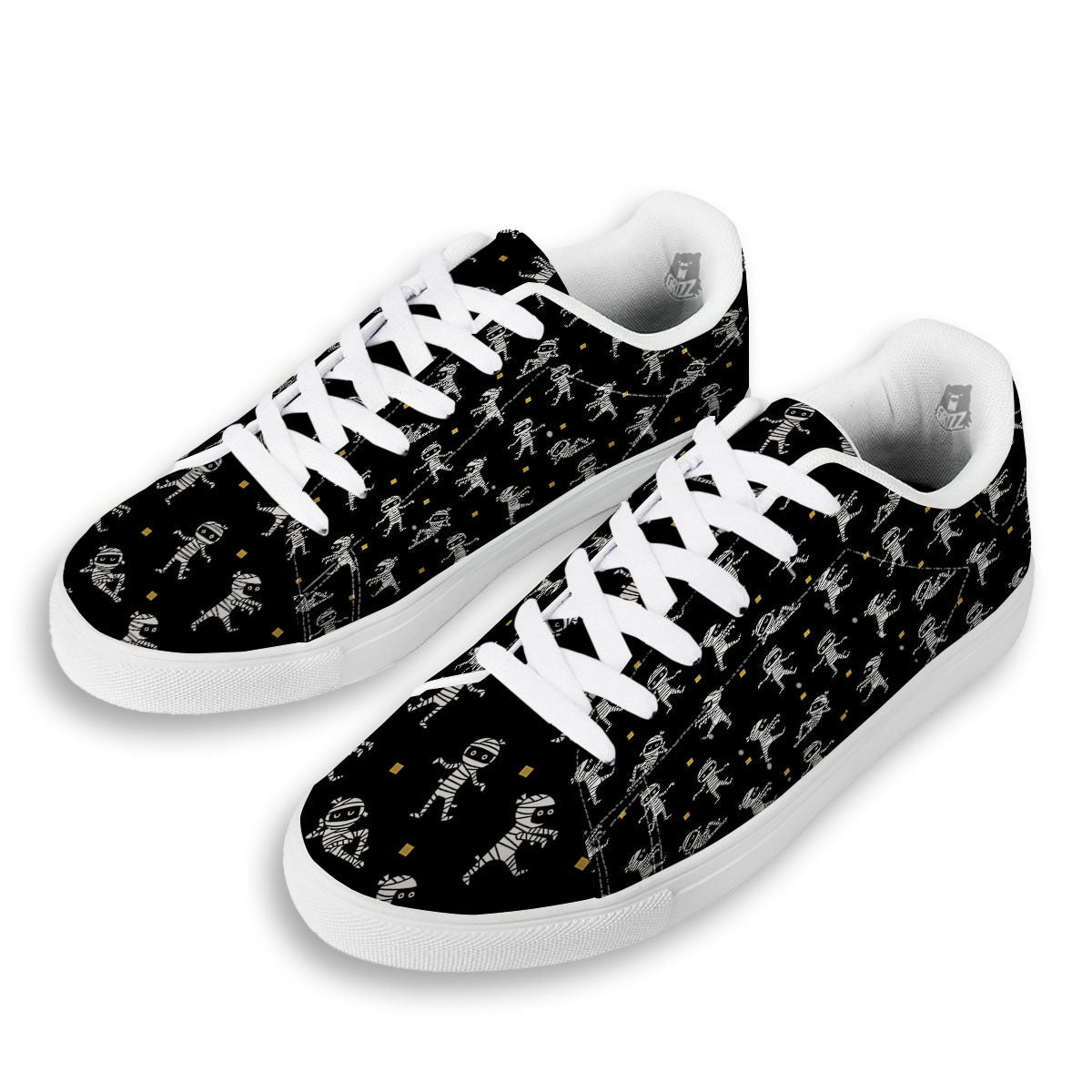 Mummy Cartoon Print Pattern White Low Top Sneakers-grizzshop