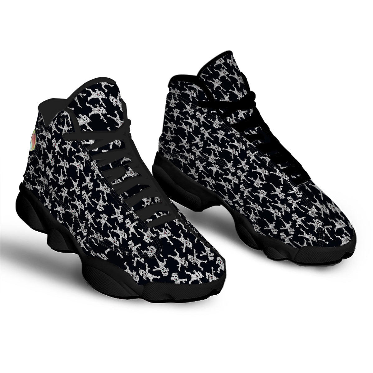 Mummy Cute Print Pattern Black Basketball Shoes-grizzshop