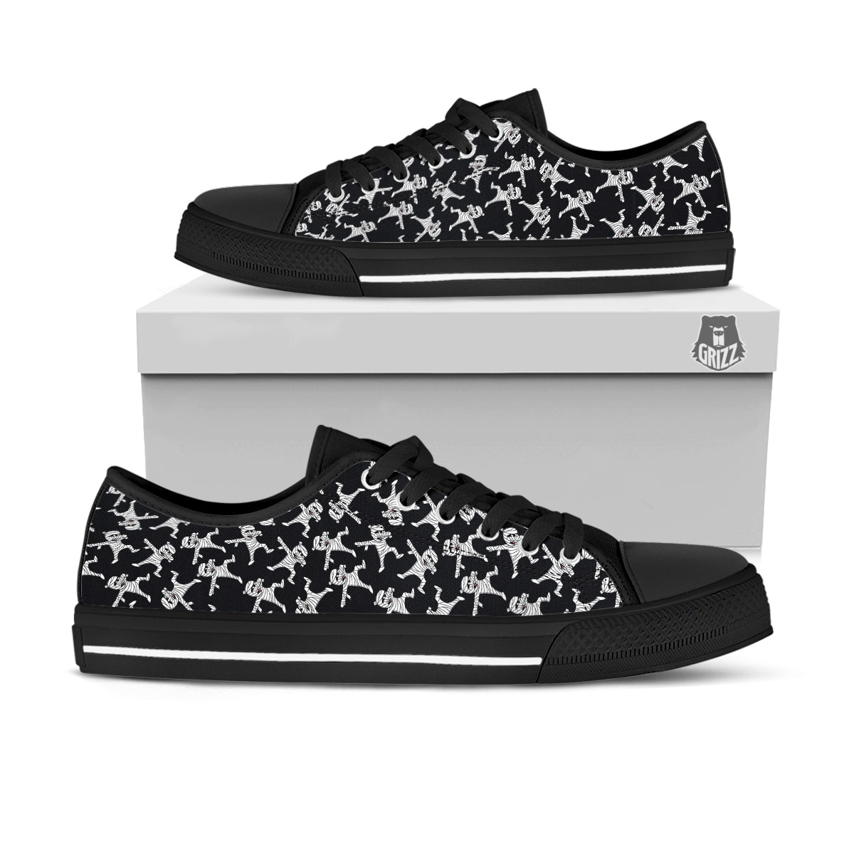 Mummy Cute Print Pattern Black Low Top Shoes-grizzshop