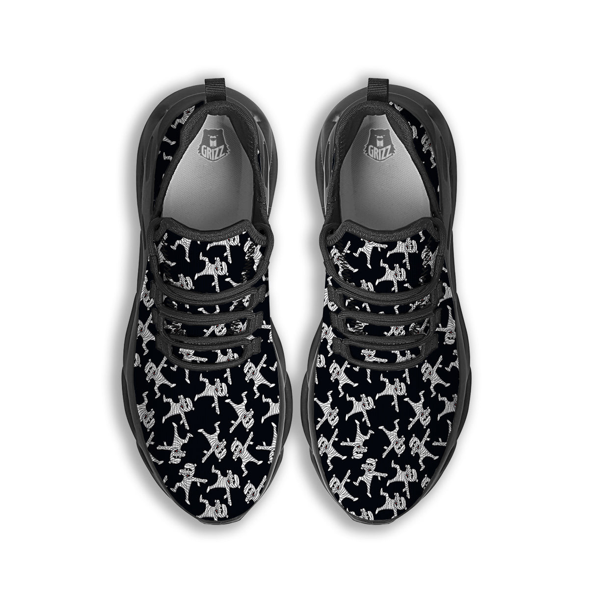 Mummy Cute Print Pattern Black Running Shoes-grizzshop